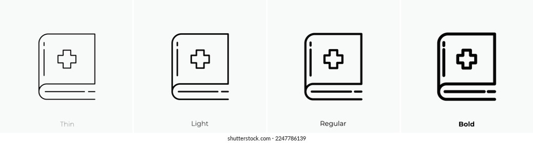 book icon. Thin, Light Regular And Bold style design isolated on white background