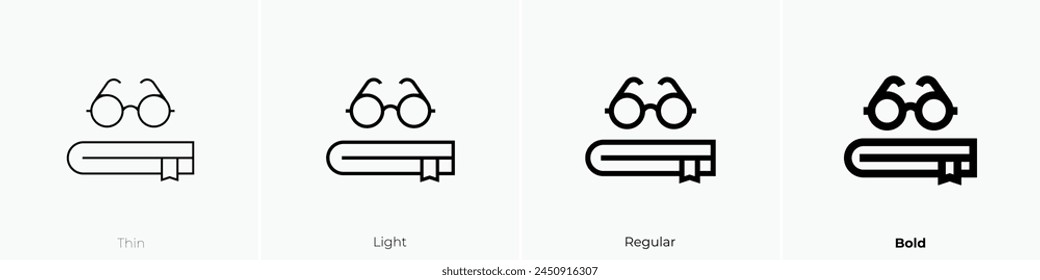 book icon. Thin, Light Regular And Bold style design isolated on white background