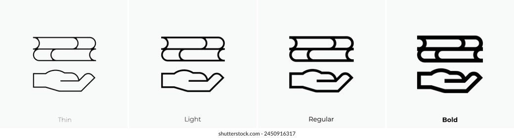book icon. Thin, Light Regular And Bold style design isolated on white background