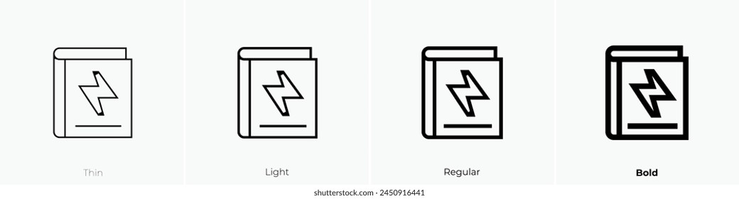 book icon. Thin, Light Regular And Bold style design isolated on white background