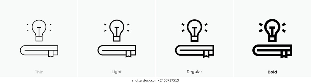 book icon. Thin, Light Regular And Bold style design isolated on white background