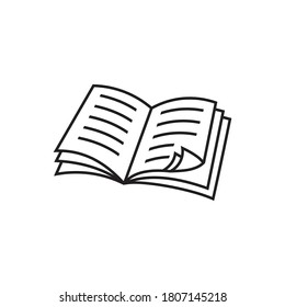 Icono del libro en estilo de línea delgada, Educación del libro sobre fondo blanco - ilustración del vector de trazo editable eps10