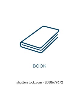 book icon. Thin linear book outline icon isolated on white background. Line vector book sign, symbol for web and mobile