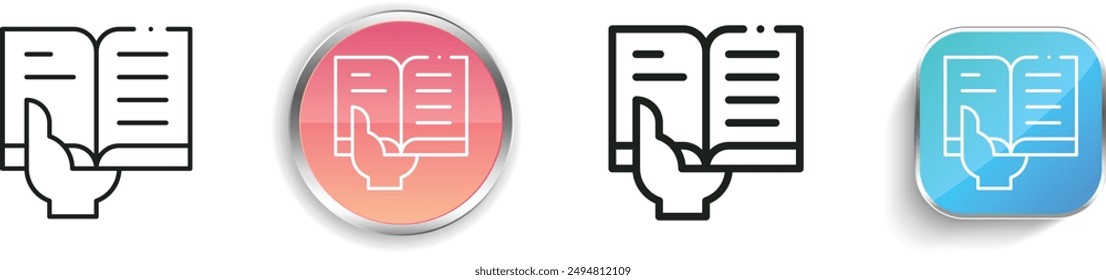 book icon. Thin Linear, Regular and Button Style Design Isolated On White Background