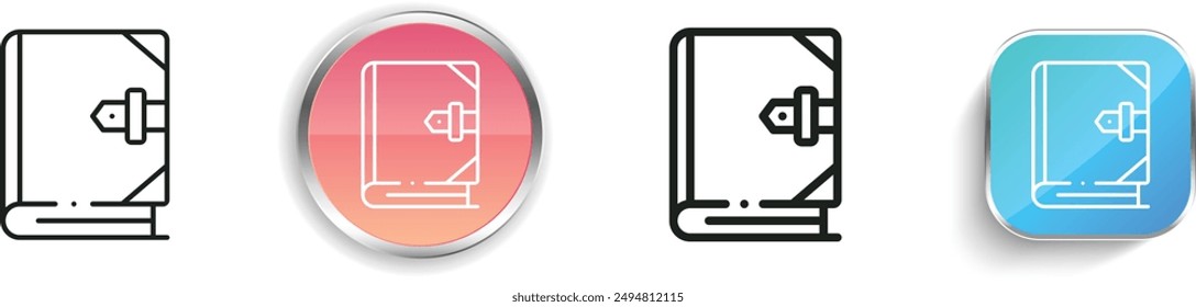 book icon. Thin Linear, Regular and Button Style Design Isolated On White Background
