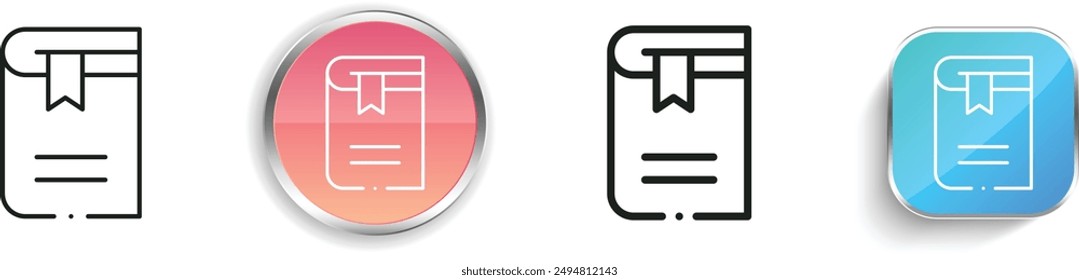 book icon. Thin Linear, Regular and Button Style Design Isolated On White Background