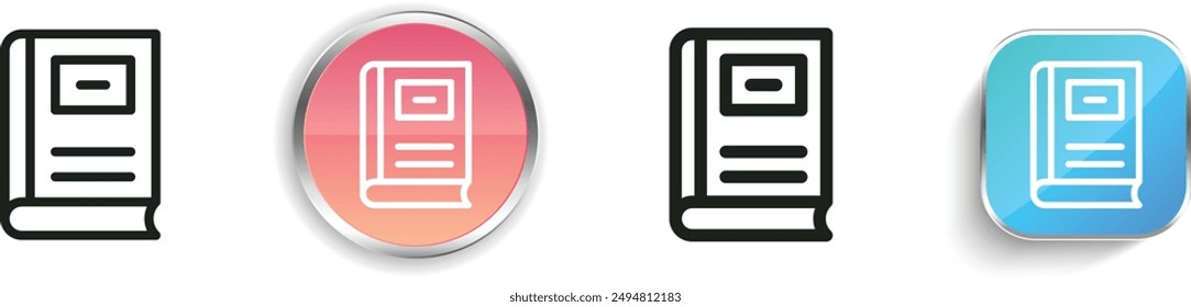 book icon. Thin Linear, Regular and Button Style Design Isolated On White Background