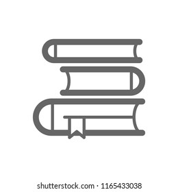 Book icon. Three books of different thickness lying on each other. Vector illustration.