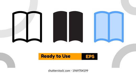 book icon with three style for social media, website, and presentation