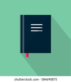 Book icon in trendy flat style. Web site page and mobile app design element. Flat design in stylish colors. Isolated. Long Shadow. 