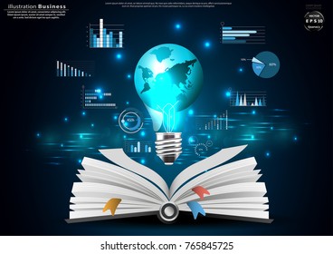 Book and icon various - Light bulbs world  -  modern Idea and Concept Vector illustration Business Infographic template.