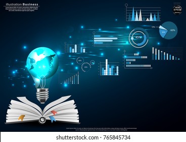 Book and icon various - Light bulbs world  -  modern Idea and Concept Vector illustration Business Infographic template.