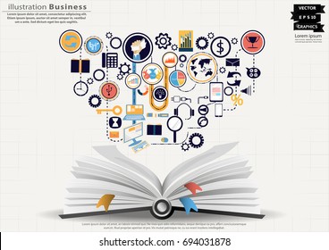 Book and icon various -  modern Idea and Concept Vector illustration Business Infographic template.