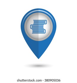 Book icon - vector icon;  blue map pointer