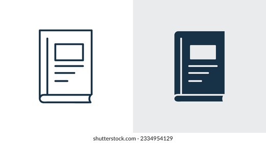 Book icon vector. education, dictionary, e-book fill and outline illustration