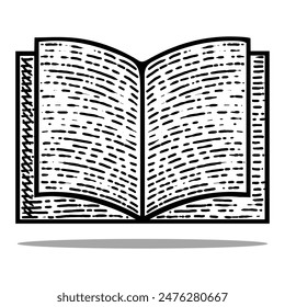 book icon vector engraving style hand drawn element black and white