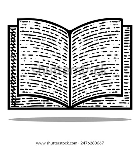 book icon vector engraving style hand drawn element black and white
