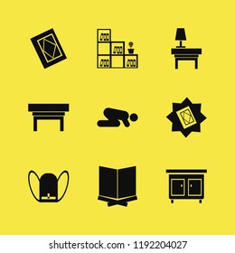 book icon. book vector icons set nightstand, holy quran, islam prayer and lamp nightstand