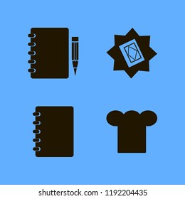 book icon. book vector icons set notebook, holy quran, chef cap and notebook pencil