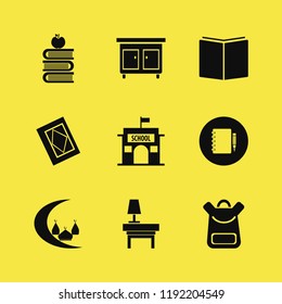book icon. book vector icons set lamp nightstand, notebook pencil, nightstand and holy quran
