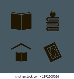 book icon. book vector icons set holy quran, open book, school and books and apple
