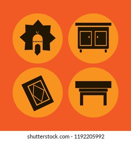 book icon. book vector icons set nightstand, islamic mosque and holy quran