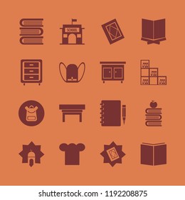 book icon. book vector icons set nightstand, chef cap, school book bag and notebook pencil