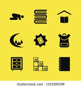 book icon. book vector icons set school book bag, holy quran, school and notebook