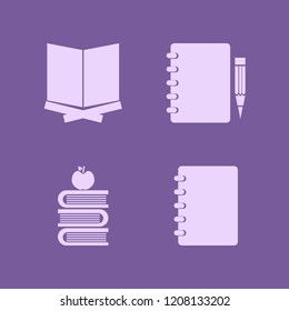 book icon. book vector icons set notebook pencil, notebook, books and apple and holy quran