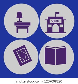 book icon. book vector icons set open book, lamp nightstand, school and holy quran