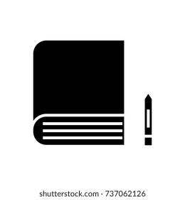 book icon, vector illustration, black sign on isolated background
