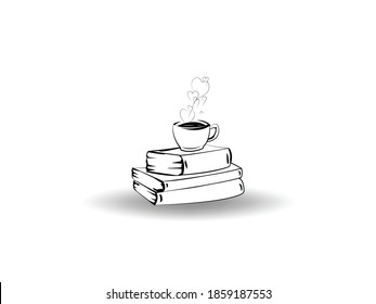 book Icon Vector illustration. cartoon Notebook and coffee cup. study sign, emblem isolated on white background, Flat style for graphic and web design, logo. EPS10 