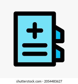 Book icon vector illustration in filled line style about medical, use for website mobile app presentation