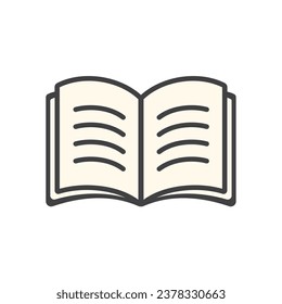 Ilustración vectorial de icono de libro aislada en fondo blanco.