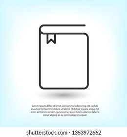 Book icon vector illustration. Linear symbol with thin outline. The thickness is edited. Minimalist style.