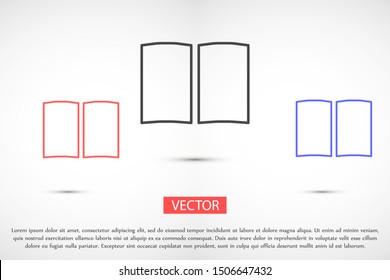 Book icon vector illustration on white background. Reading line icon. Book icon isolated on white background. Book icon flat design.
