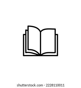 Ilustración vectorial de icono de libro. símbolo y signo de libro abierto. icono de ebook