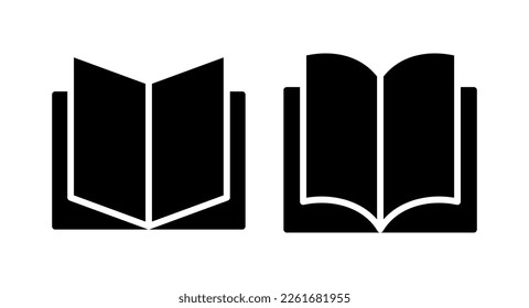 Ilustración vectorial de icono de libro. símbolo y signo de libro abierto. icono de ebook
