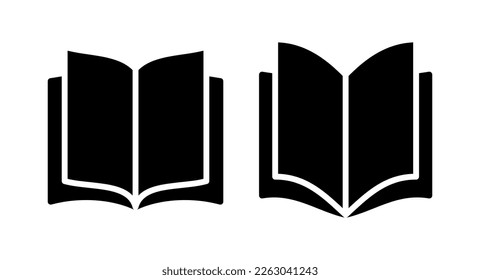 Ilustración vectorial de icono de libro. símbolo y signo de libro abierto. icono de ebook