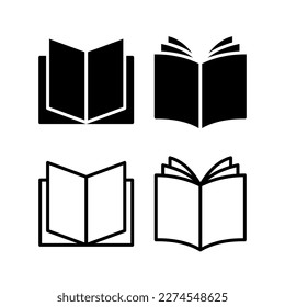 Ilustración vectorial de icono de libro. símbolo y signo de libro abierto. icono de ebook