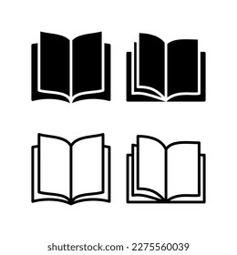 Ilustración vectorial de icono de libro. símbolo y signo de libro abierto. icono de ebook