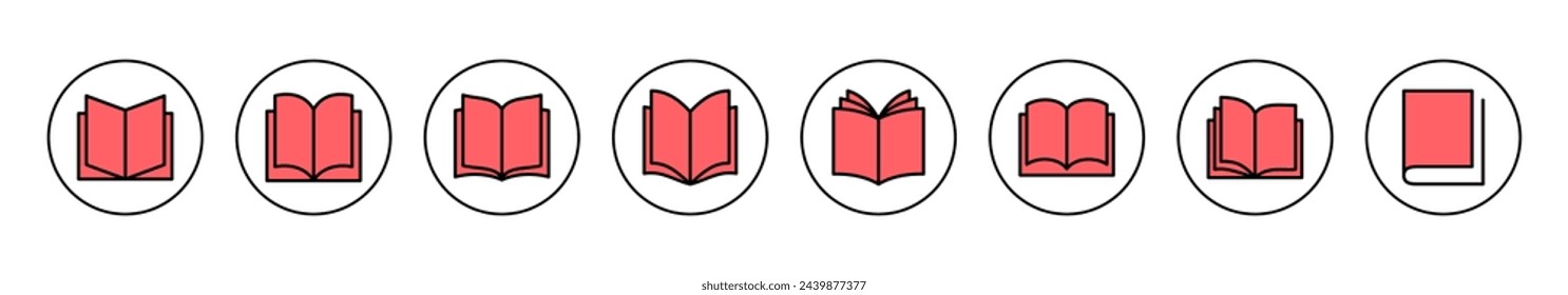 Buchsymbol-Vektorgrafik. Buchzeichen und -symbol öffnen. eBook-Symbol