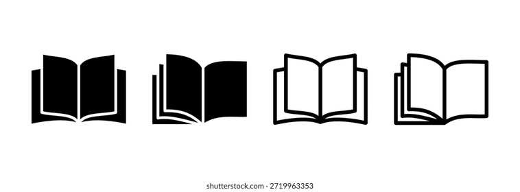 Icono de libro Ilustración vectorial. abrir signo y símbolo de libro. icono de ebook