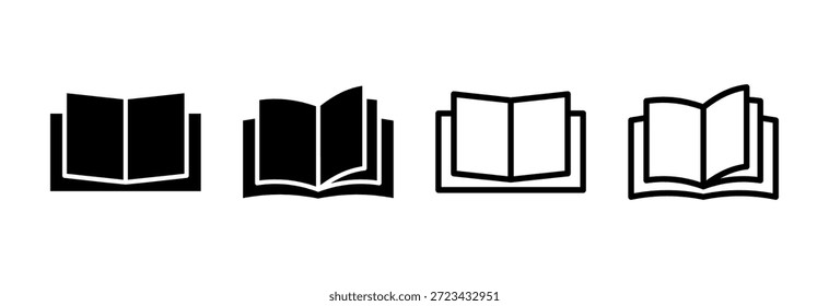 Icono de libro Ilustración vectorial. abrir signo y símbolo de libro. icono de ebook