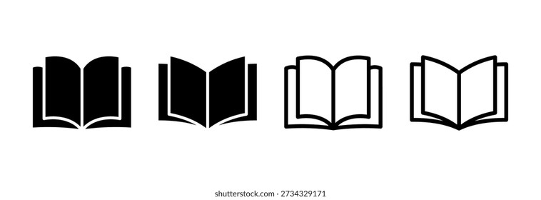 Icono de libro Ilustración vectorial. abierto signo de libro y símbolo. icono de ebook