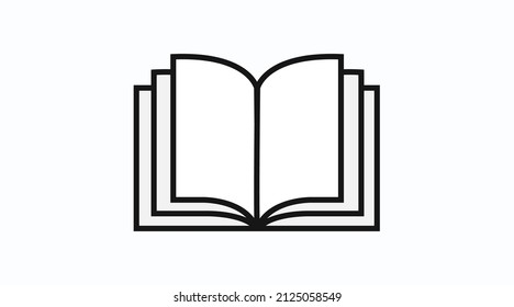 Book Icon. Vector isolated black and white linear illustration of a book