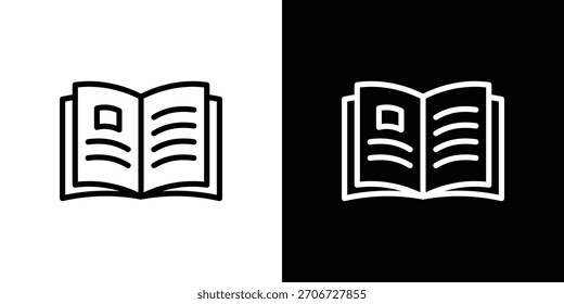 Icono de libro. Icono lineal de Vector aislado en blanco y negro