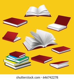 Book icon. Book vector on yellow background