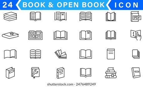 Vector de icono de libro. abrir conjunto de iconos de libro
