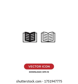 Book icon vector. Open book sign